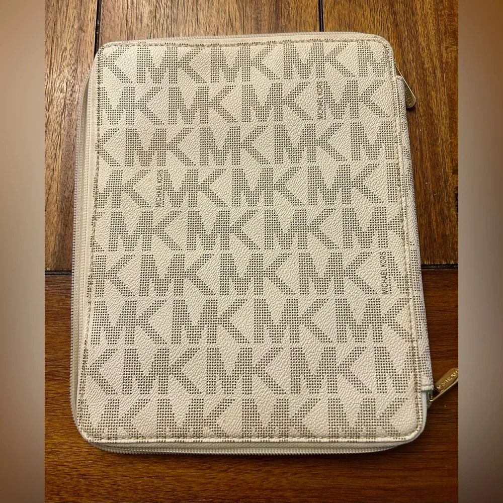 Michael Kors Cream Monogram Tablet Case.